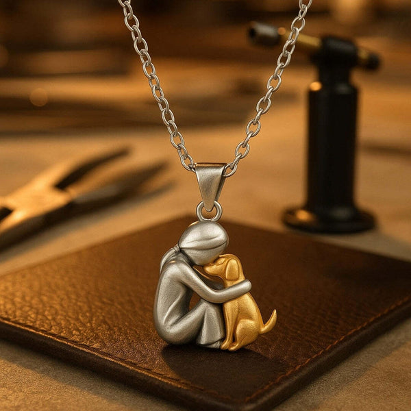 "Forever in Your Heart" Dog Embrace Pendant Necklace
