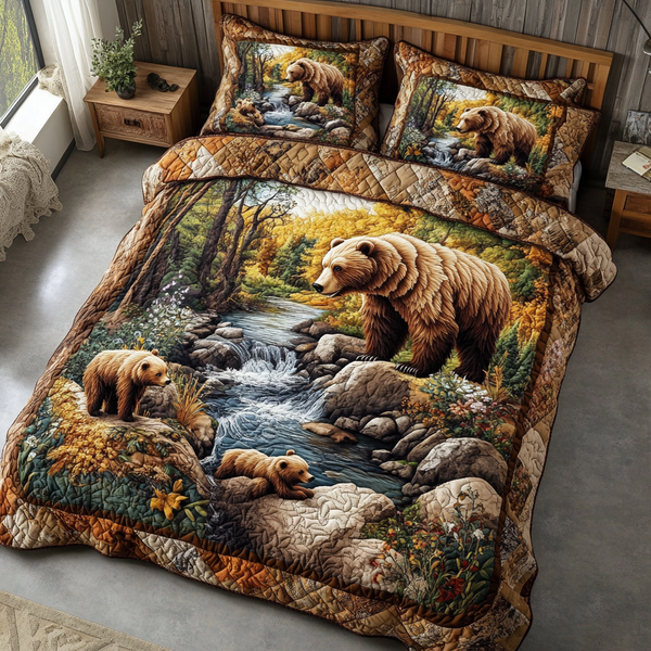 Bear Haven 3-Piece Quilted Bedding Set