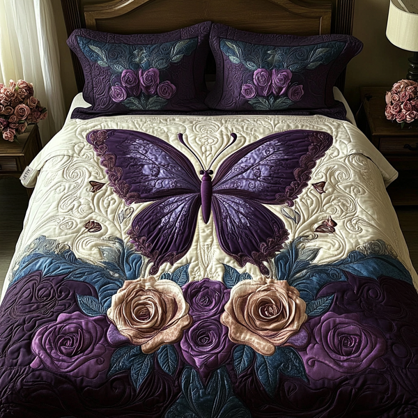 Butterfly Dreams 3-Piece Quilted Bedding Set