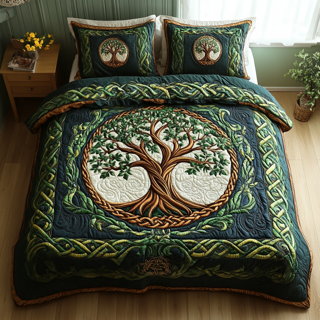 Celtic Canopy 3-Piece Quilted Bedding Set