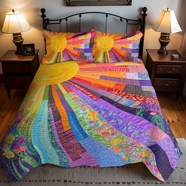 Cheerful Sunshine 3-Piece Quilted Bedding Set