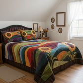 Country Sunflower Dreams 3-Piece Quilted Bedding Set