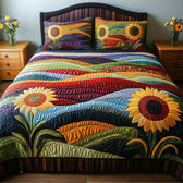 Country Sunflower Dreams 3-Piece Quilted Bedding Set