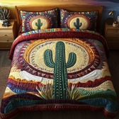 Cactus Sunset 3-Piece Quilted Bedding Set