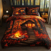 Log Cabin 3-Piece Quilted Bedding Set
