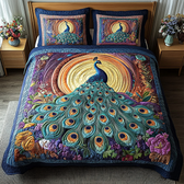 Peacock 3-Piece Quilted Bedding Set