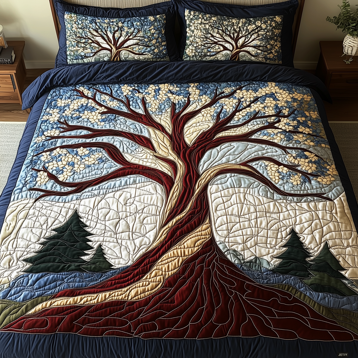 Forest Harmony 3-Piece Quilted Bedding Set