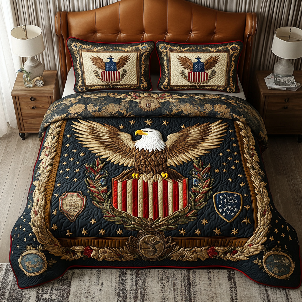 Freedom Eagle 3-Piece Quilted Bedding Set