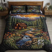 Log Cabin 3-Piece Quilted Bedding Set
