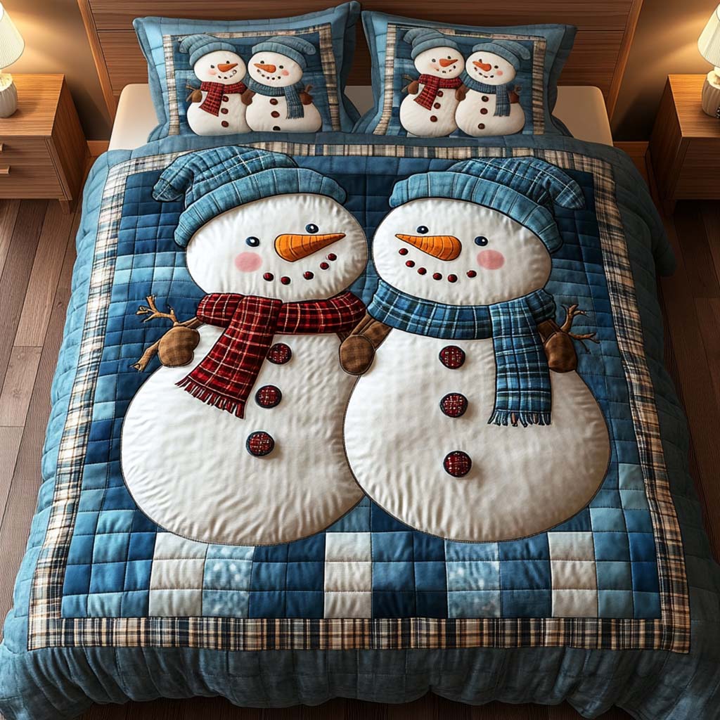 Frosty Friends 3-Piece Quilted Bedding Set