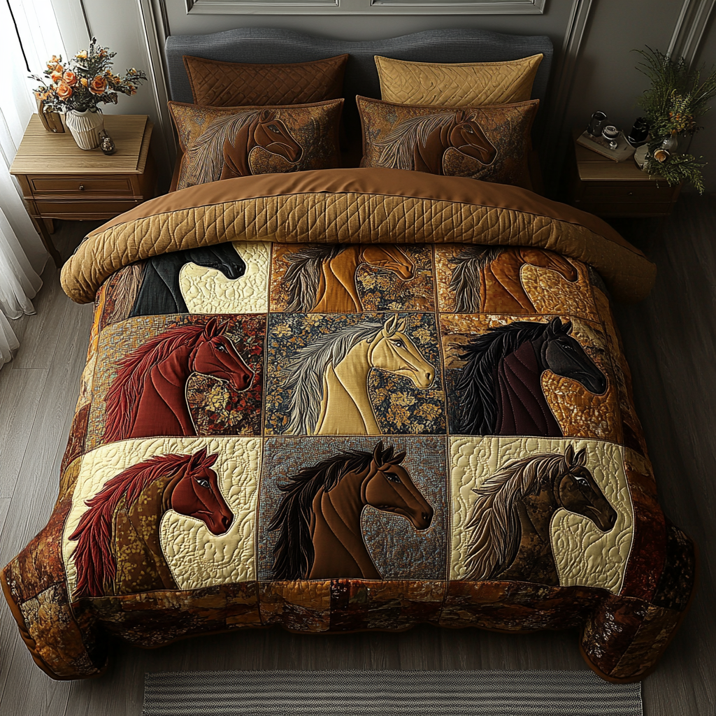 Galloping Grace 3-Piece Quilted Bedding Set
