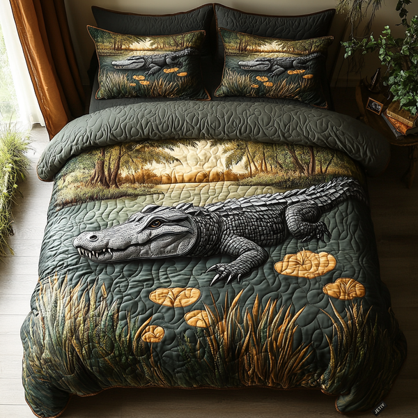Gator Swamp 3-Piece Quilted Bedding Set