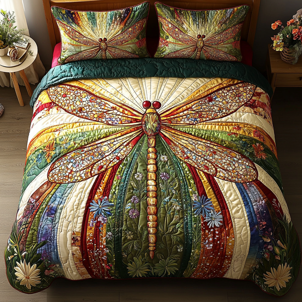 Dragonfly 3-Piece Quilted Bedding Set