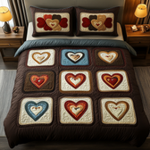 Heart 3-Piece Quilted Bedding Set