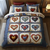 Heart 3-Piece Quilted Bedding Set