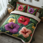 Hibiscus 3-Piece Quilted Bedding Set