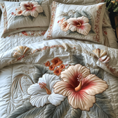 Hibiscus 3-Piece Quilted Bedding Set