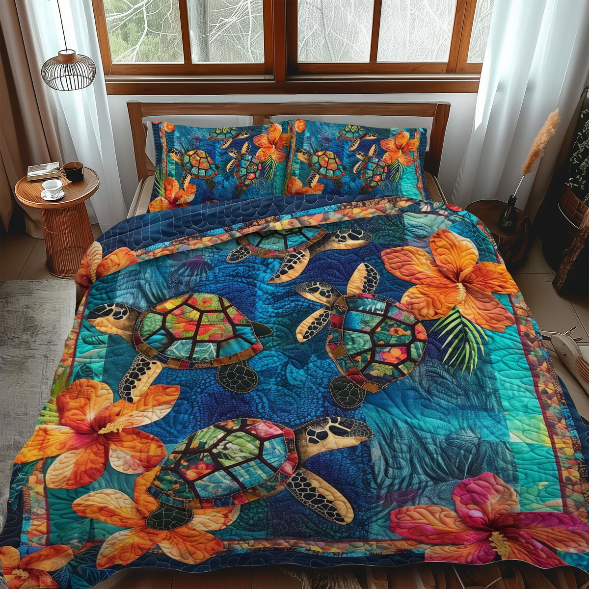 Sea Turtle Quilted Bedding Set
