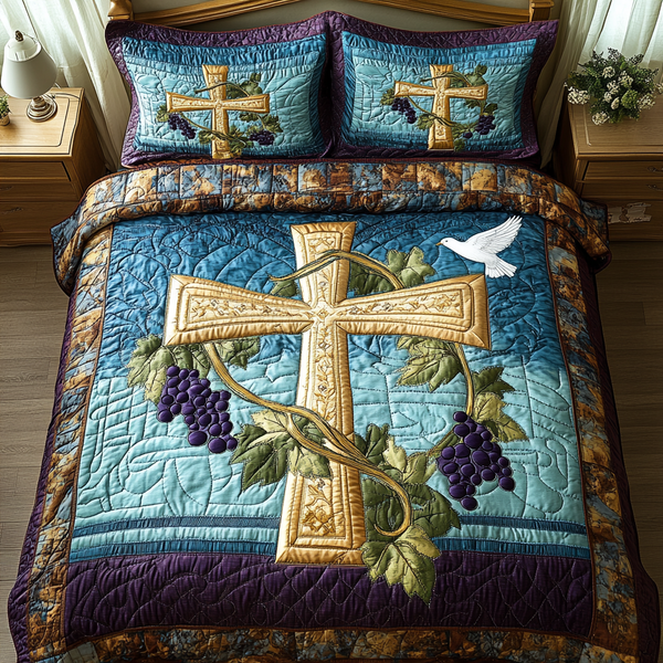Holy Serenity 3-Piece Quilted Bedding Set