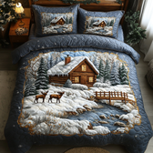 Log Cabin 3-Piece Quilted Bedding Set