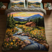 Log Cabin 3-Piece Quilted Bedding Set
