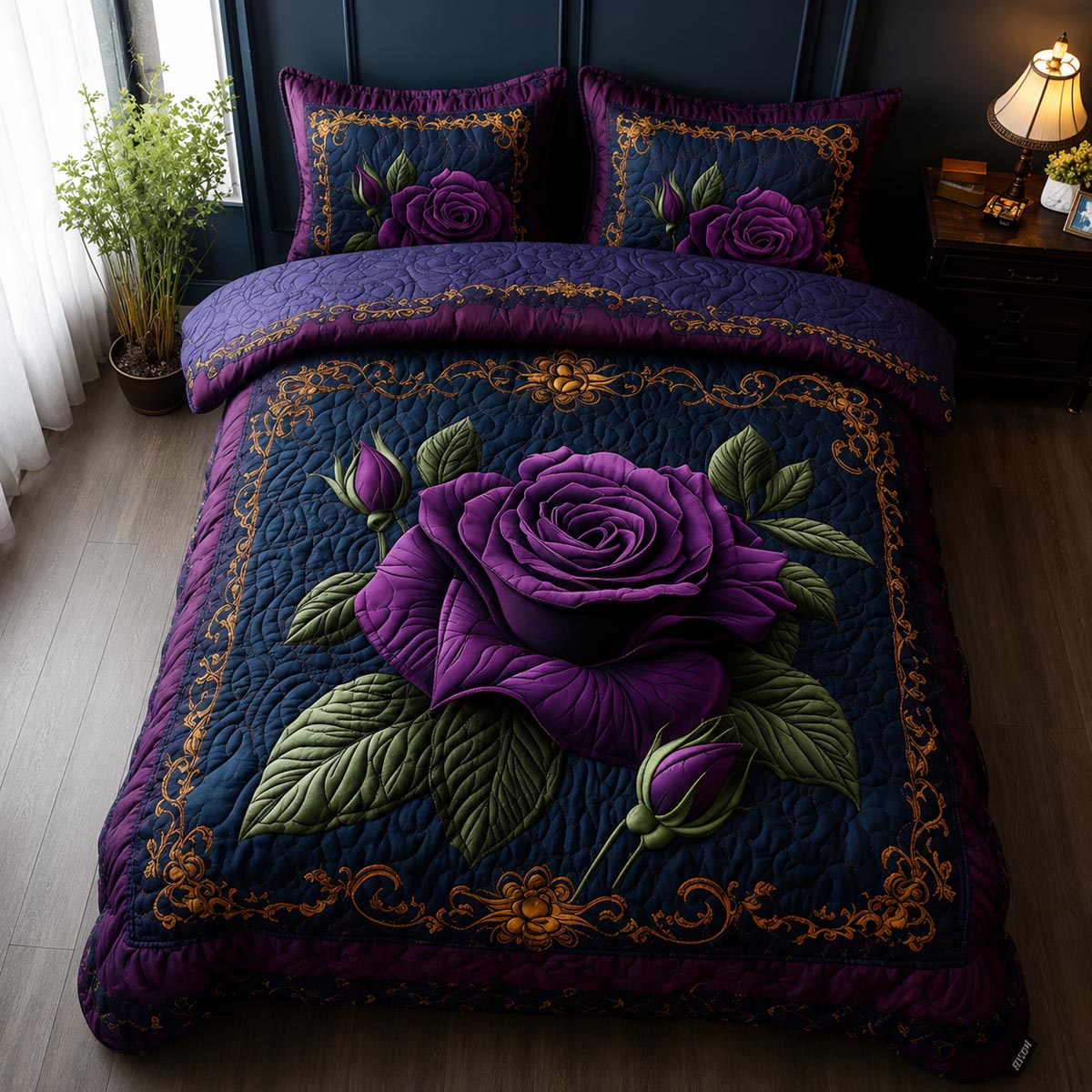 Lavender Elegance 3-Piece Quilted Bedding Set