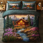 Log Cabin 3-Piece Quilted Bedding Set