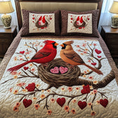 Couple Cardinal 3-Piece Quilted Bedding Set