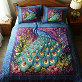 Peacock 3-Piece Quilted Bedding Set