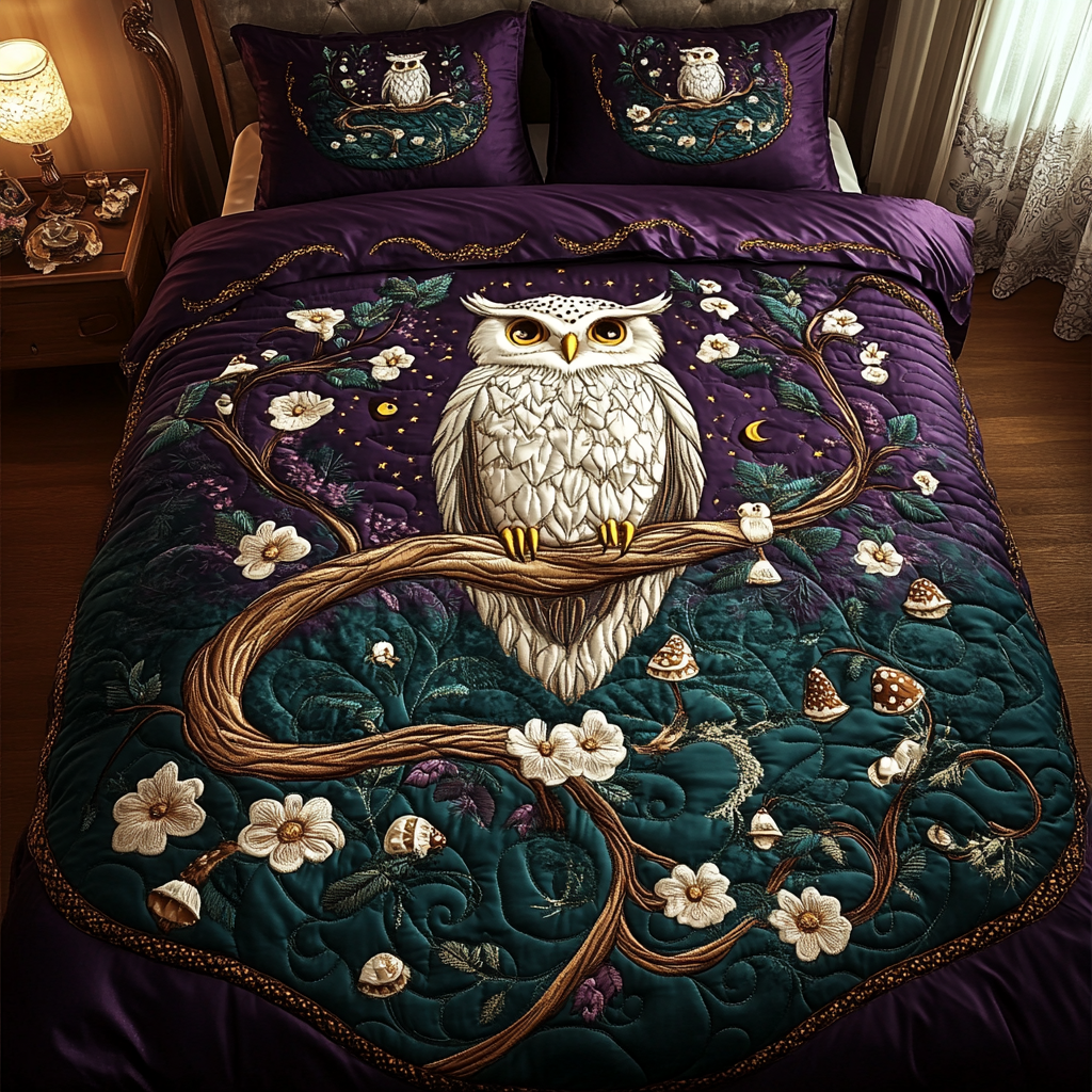 Moonlit Perch 3-Piece Quilted Bedding Set