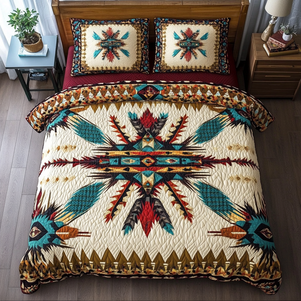 Native Pattern 3-Piece Quilted Bedding Set