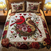 Couple Cardinal 3-Piece Quilted Bedding Set