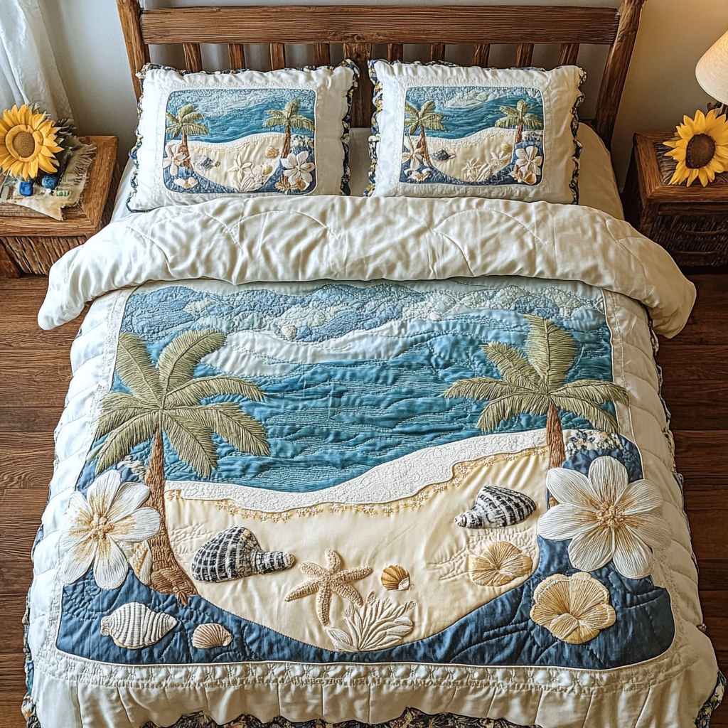 Ocean Garden 3-Piece Quilted Bedding Set