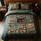 Fishing 3-Piece Quilted Bedding Set