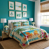Palm Escape 3-Piece Quilted Bedding Set