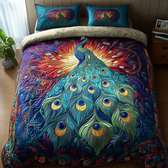 Peacock 3-Piece Quilted Bedding Set