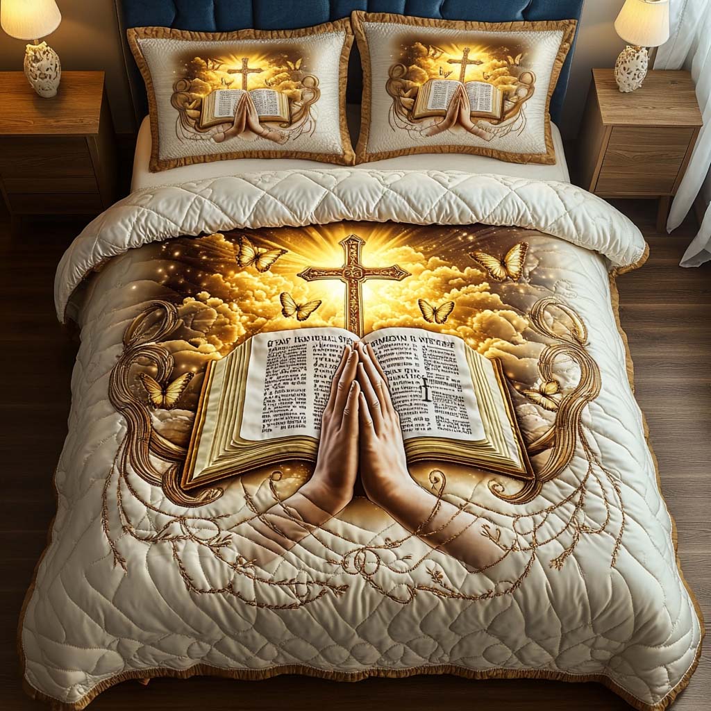 Prayer and Scripture 3-Piece Quilted Bedding Set