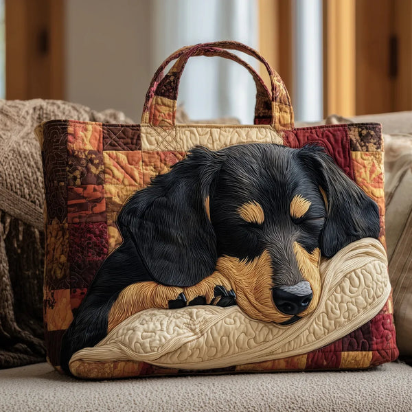 Winnie Dachshund quilted tote