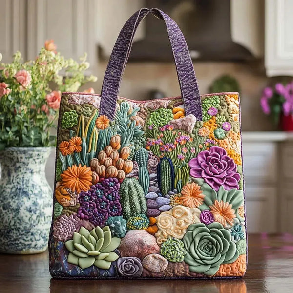 Marigold Succulent Garden Quilted Tote