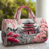 Sakura Cherry Blossom Pagoda Quilted Duffle