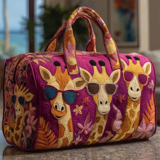Sunny Giraffes in Sunglasses Quilted Duffle