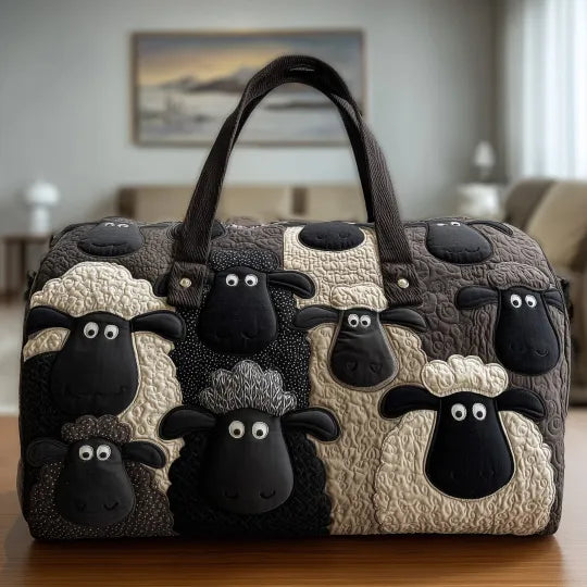 Clover Black & Cream Sheep Quilted Duffle