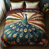 Peacock 3-Piece Quilted Bedding Set