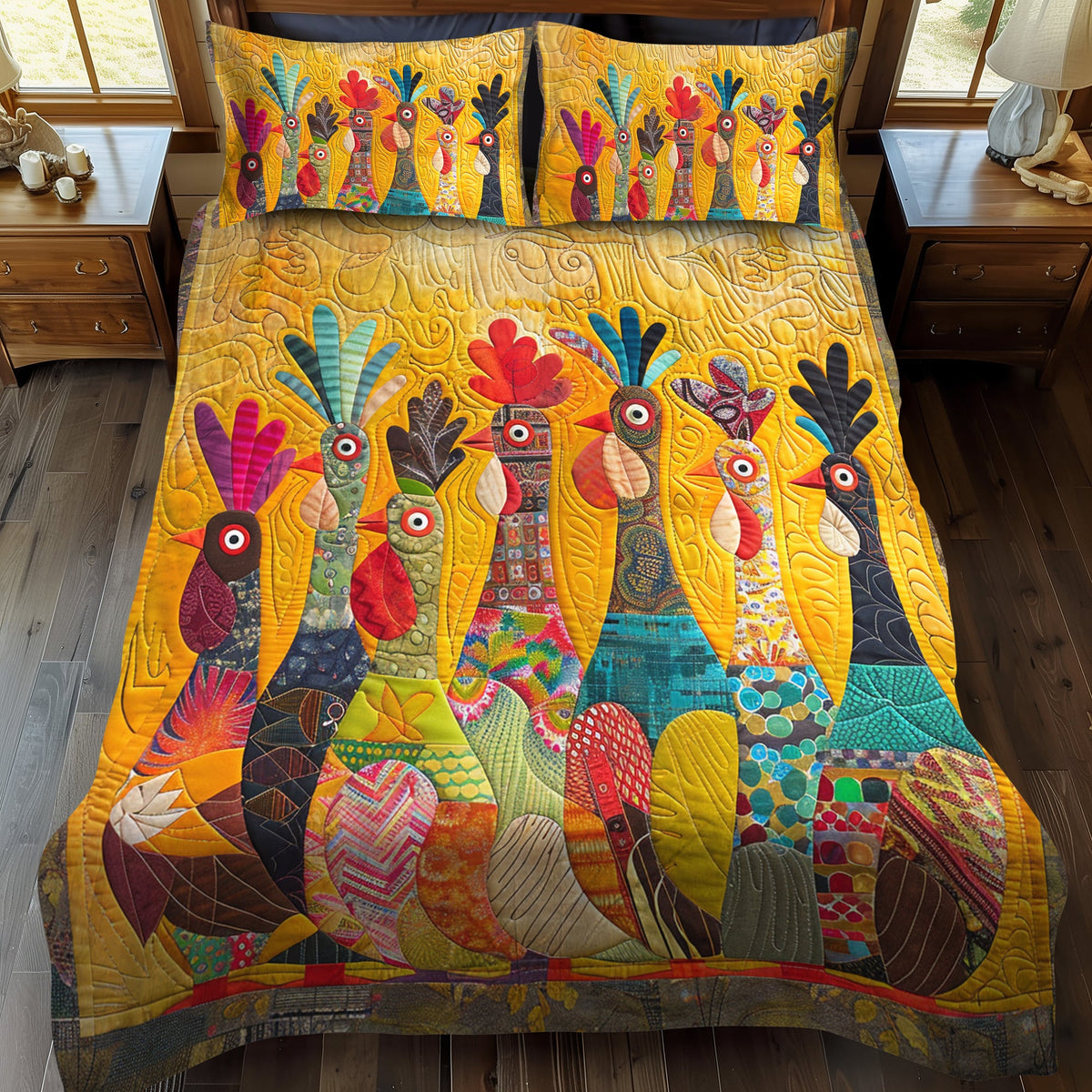 Chicken Quilted Bedding Set