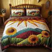 Sunflower Landscape 3-Piece Quilted Bedding Set