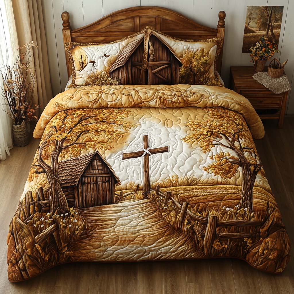 Rustic Grace 3-Piece Quilted Bedding Set