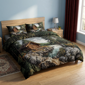 Rustic Log Cabin 3-Piece Quilted Bedding Set