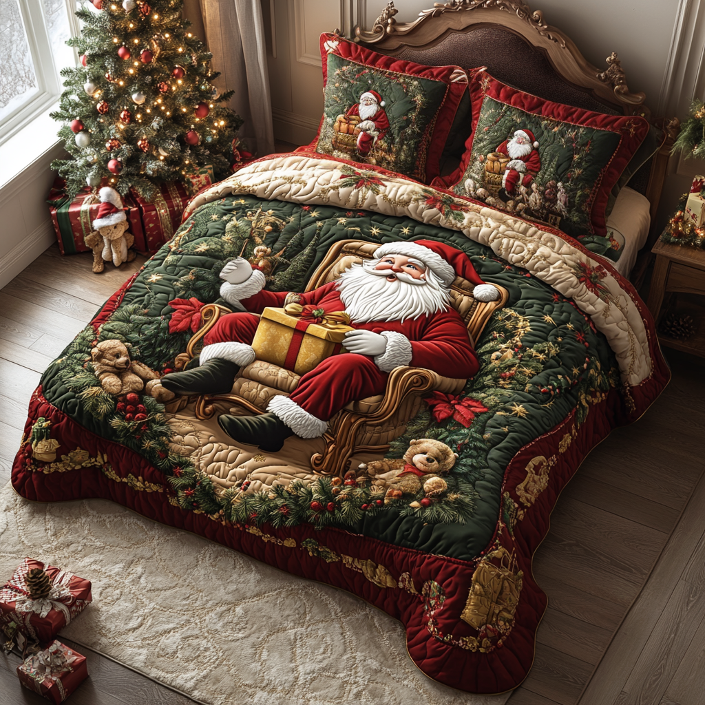 Christmas 3-Piece Quilted Bedding Set