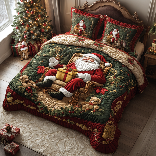 Santa Moment 3-Piece Quilted Bedding Set
