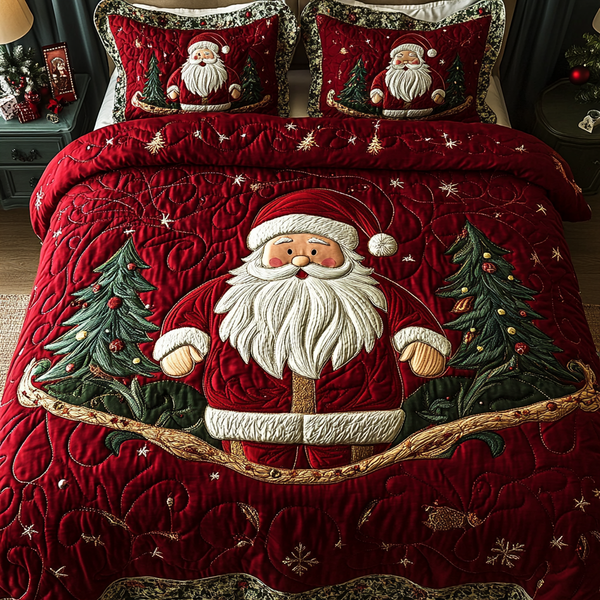 Santa Sleigh Ride 3-Piece Quilted Bedding Set